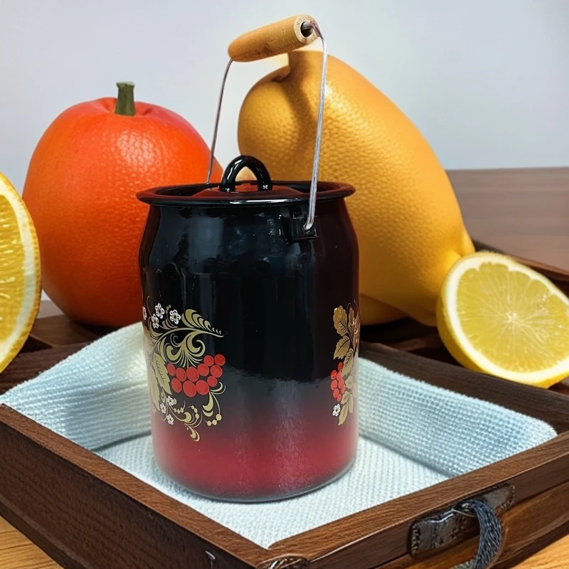 【新疆包邮】黑红搪瓷小提桶牛奶桶水桶茶叶罐糖罐多用途储物罐