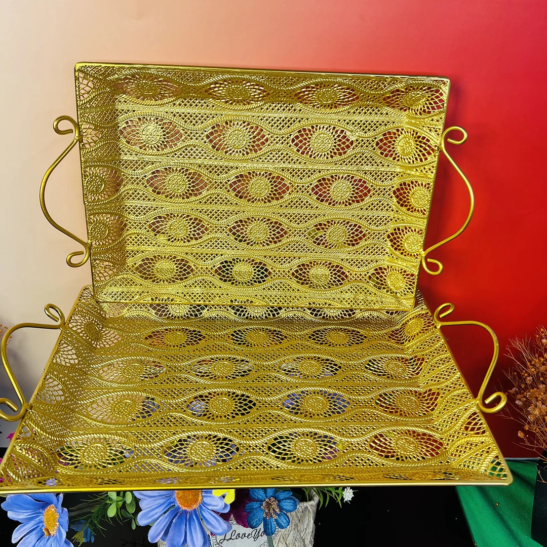 【新疆包邮】altun patnus 爆款金色家用托盘大小号【不生锈，不脱色】