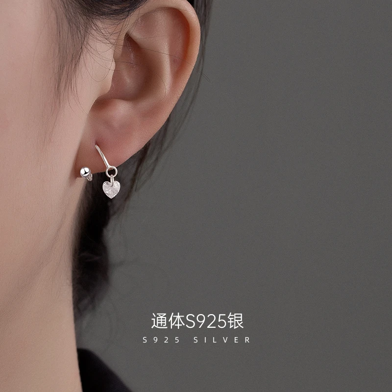 金美澳 925银合成锆石耳饰 小众设计螺丝拧扣星星耳钉女气质小巧