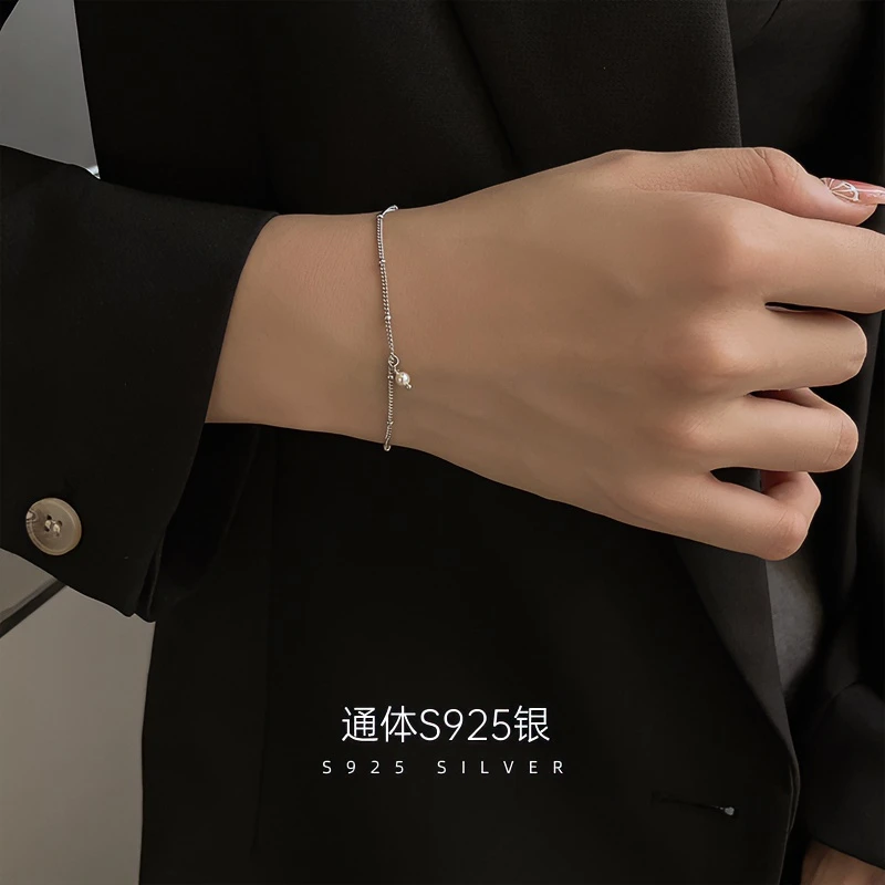金美澳 925银仿珍珠手链 圆珠手链女生配饰小众设计新款网红饰品