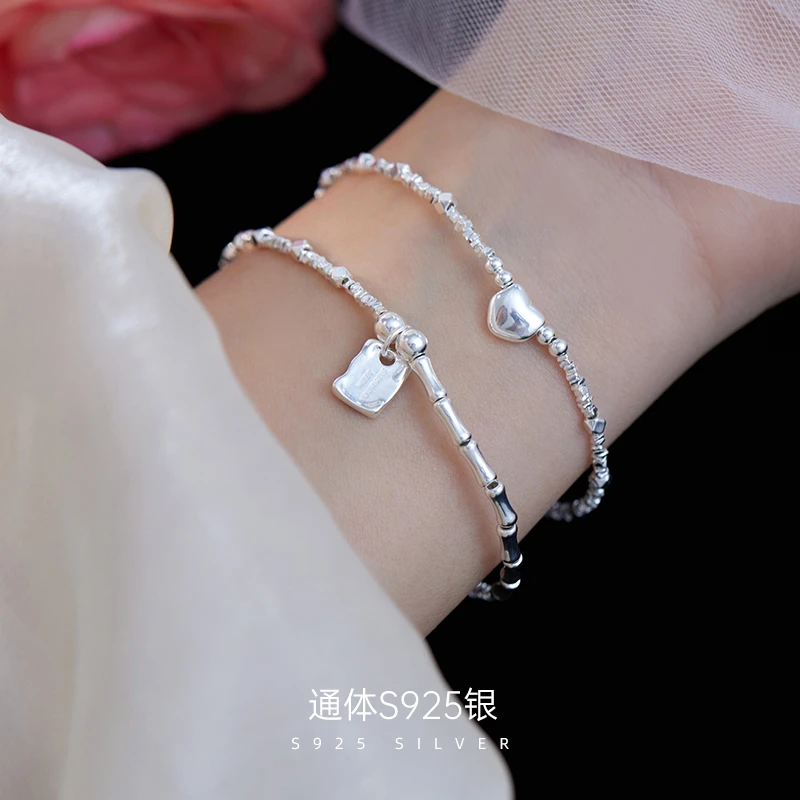 金美澳 925银手链 气质百搭时尚小众轻奢银饰饰品闺蜜精致礼物ins