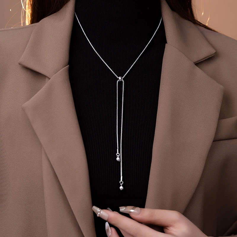 金美澳高级感大气不掉色钛钢长款项链毛衣链饰品高端上档次配饰品