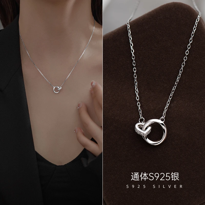金美澳 坠链均925银 莫比乌斯环银饰项链小众高级感情侣礼物轻奢