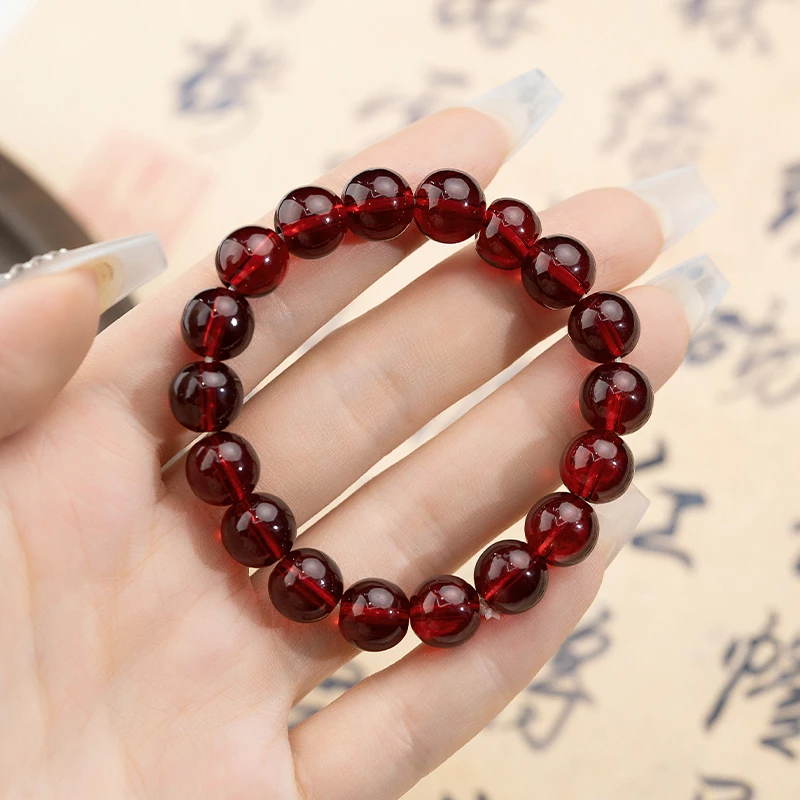 金美澳 非金属玻璃手链 珠子手串女款串珠红色饰品气质高级感饰品