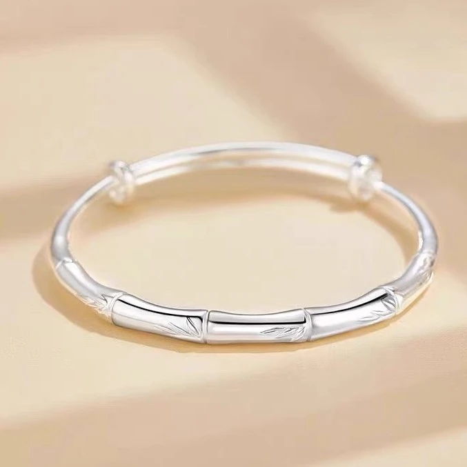 足银手镯  21号节节高升推拉实心足银手镯