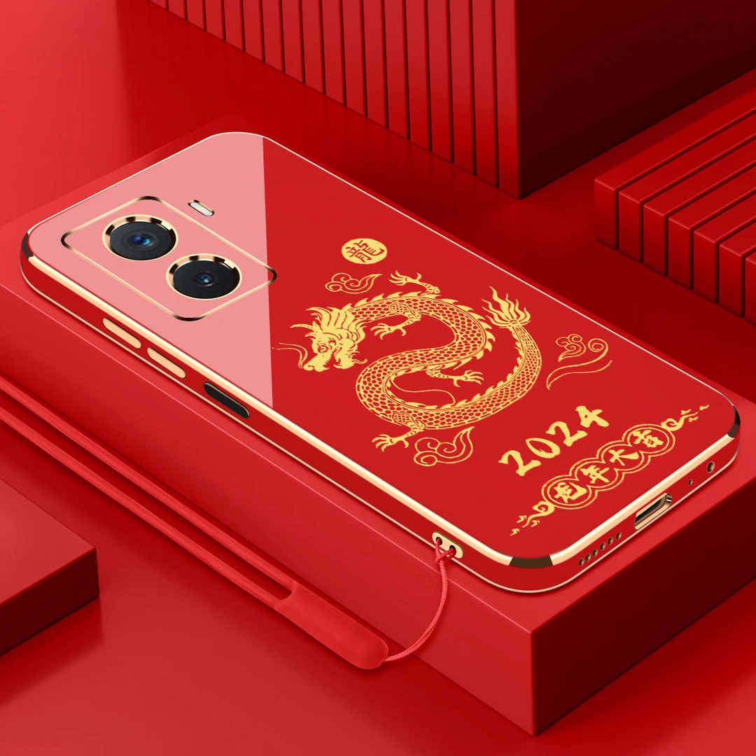 龍年大吉OPPOReno11手机壳硅胶软壳电镀高端中国红防摔新年款