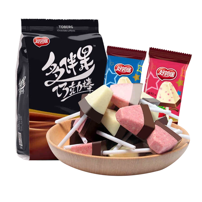 好邻居多伴果巧克力棒棒糖礼袋装休闲零食结婚喜糖伴手礼多彩