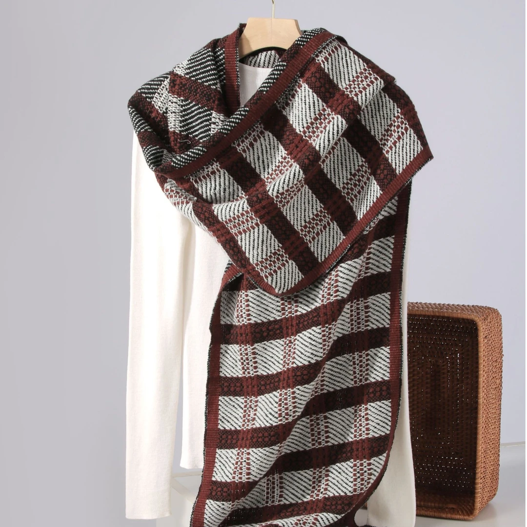 格纹围巾百搭韩系氛围感高级感保暖护颈围巾2024新款