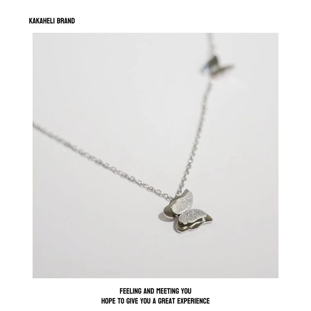 钛钢项链 气质轻奢可爱百搭小众简约ins冷淡风双层蝴蝶项链KK593