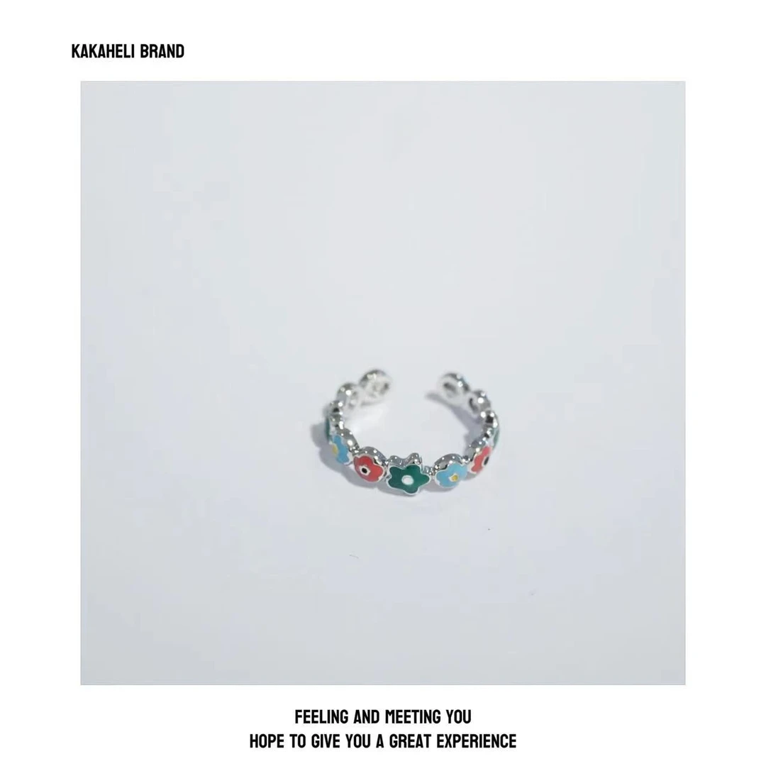 铜合金戒指 轻奢简约气质时尚百搭心动少女彩色星星戒指KK622