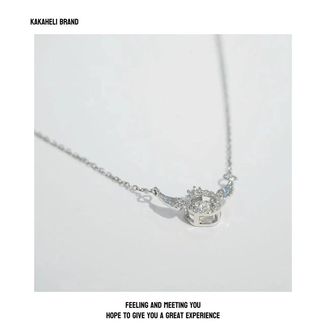 钛钢项链 气质轻奢时尚百搭小众简约ins坠链翅膀项链KK562