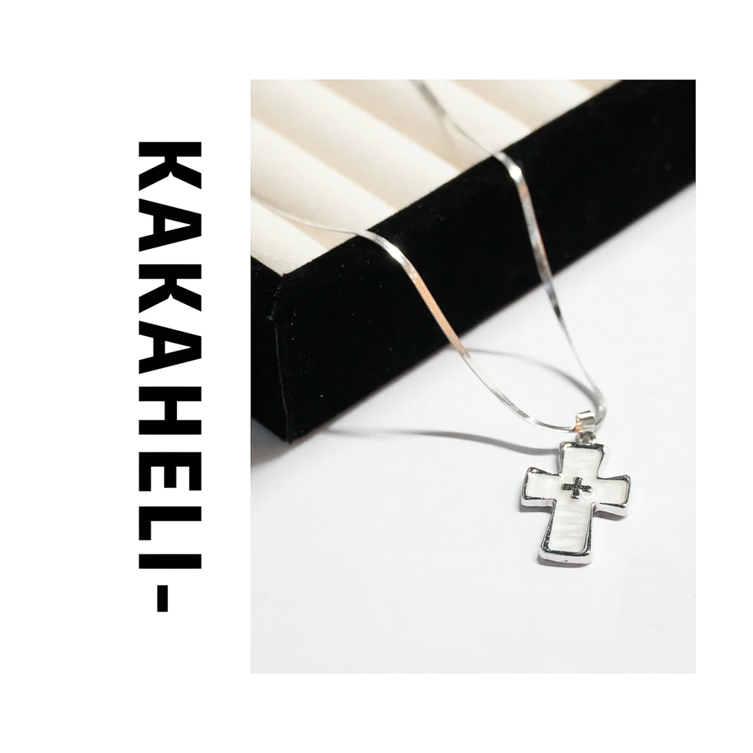 钛钢项链 气质轻奢时尚百搭小众个性银色简约十字架项链KK2007