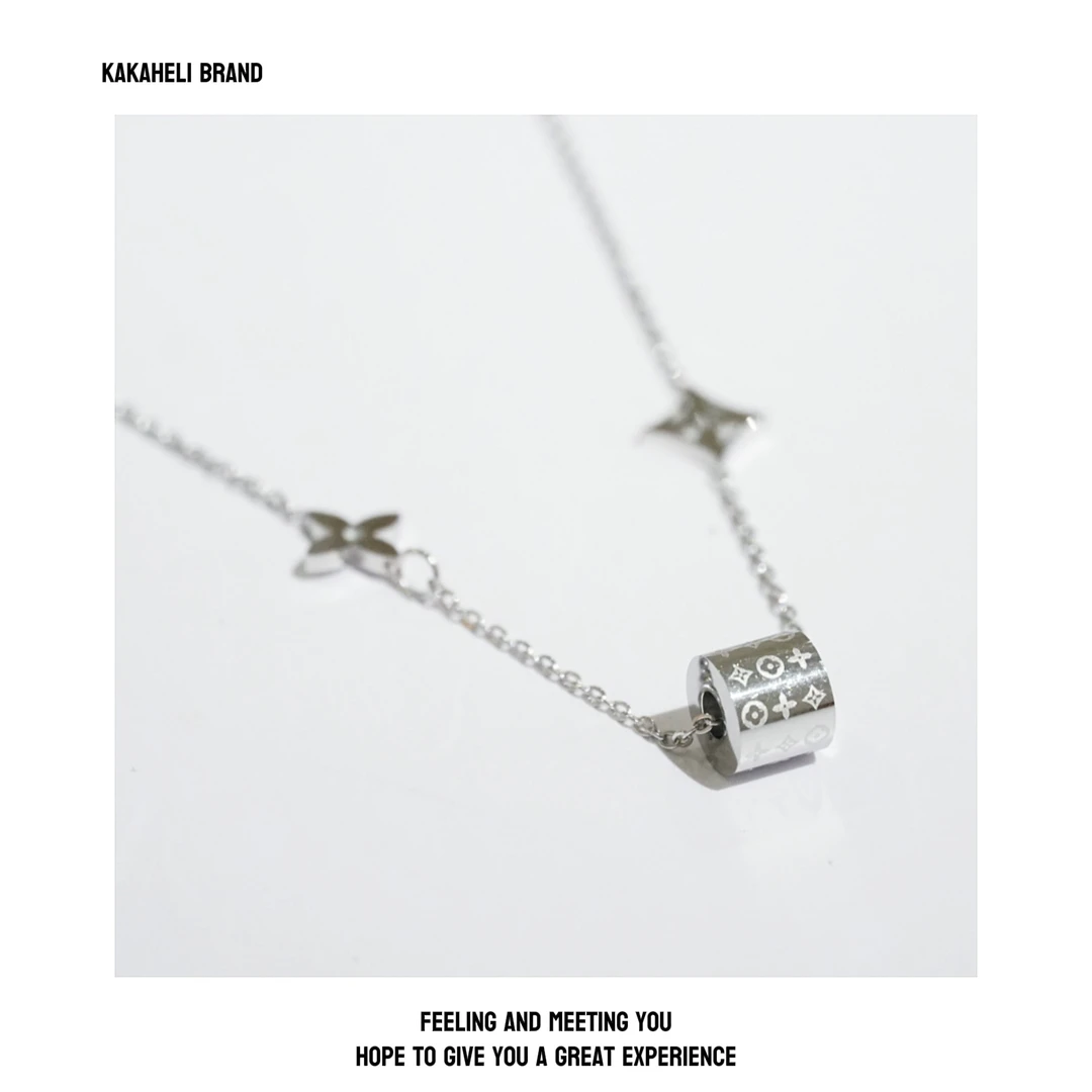 钛钢项链 气质轻奢时尚百搭小众简约ins坠链小蛮腰四叶项链KK1428