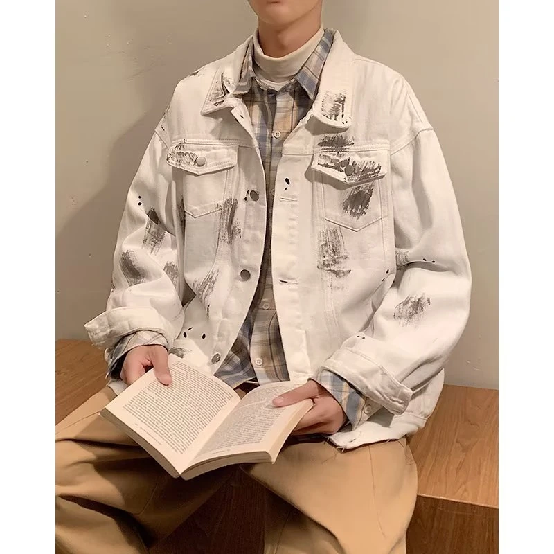 秋季新款做旧潮流男女同款夹克外套-D0006