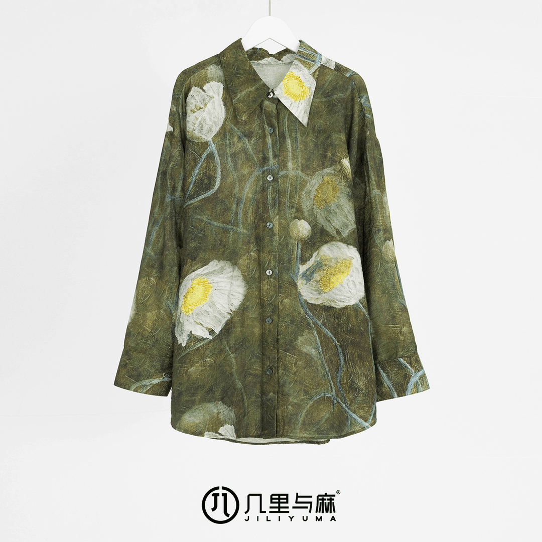 （几里与麻）染花着-诗意风清凉花色衬衫 衣长75 胸围120 1032297