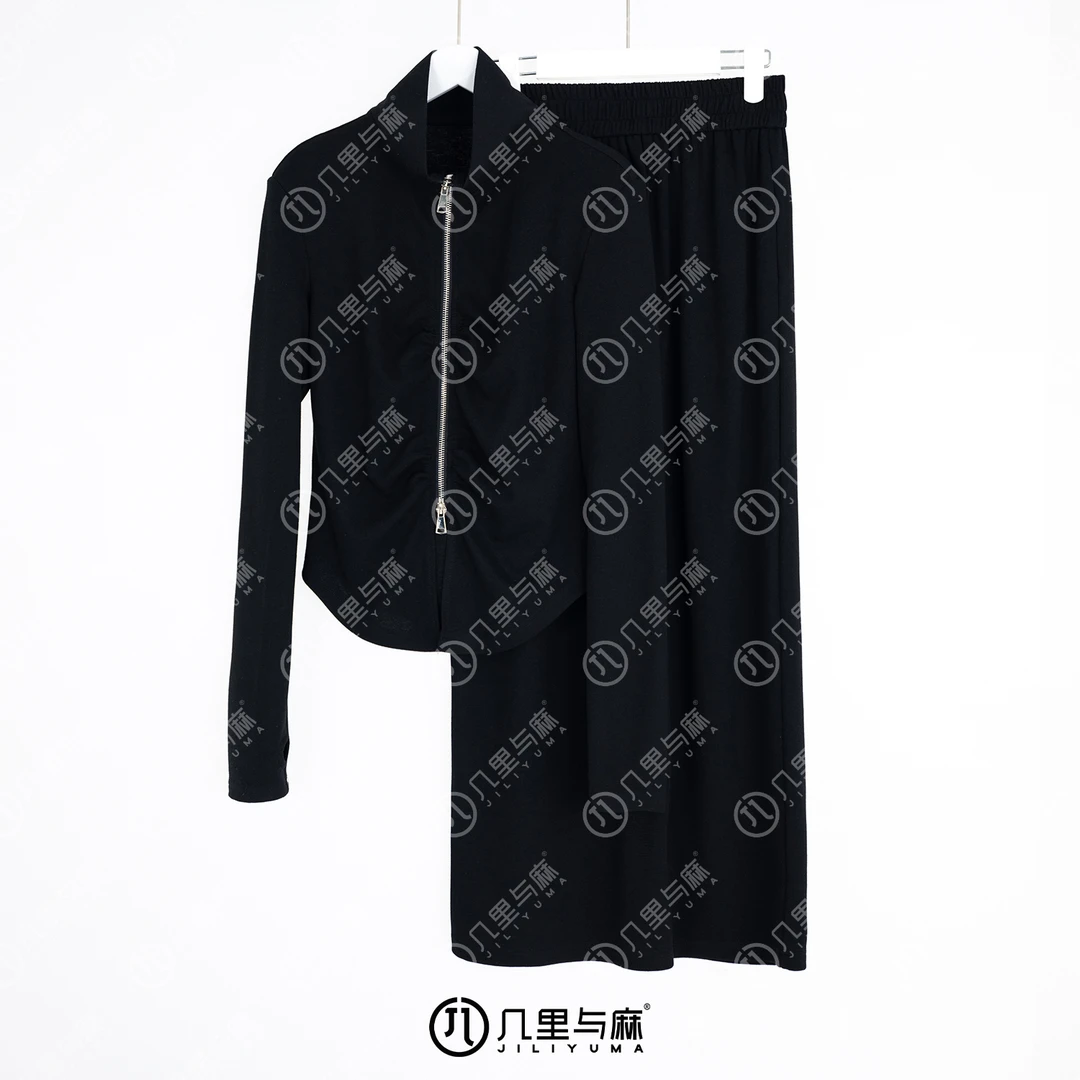 （几里）西湖唱晚-纯色套装 衣长60 胸围100 裙长97 1080912