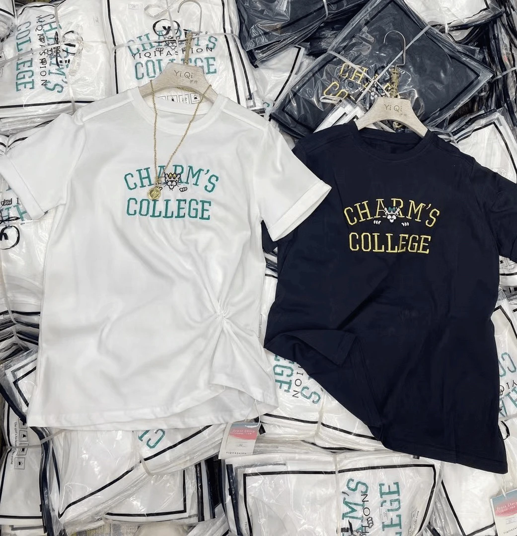 新简款圆领短袖T恤8899刺绣字母上衣