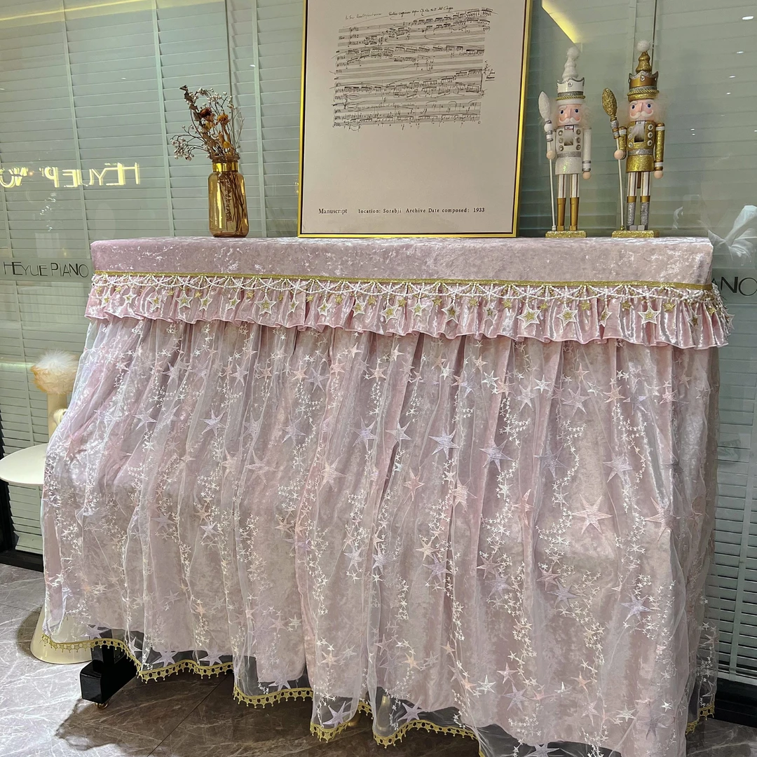 粉色新款钻石绒钢琴罩全罩轻奢防尘罩半罩高端北欧现代简约钢琴布