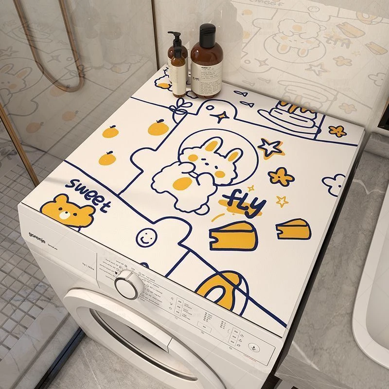 简约滚筒洗衣机家用冰箱盖垫万能盖巾防尘罩盖垫防滑防晒吸水垫子