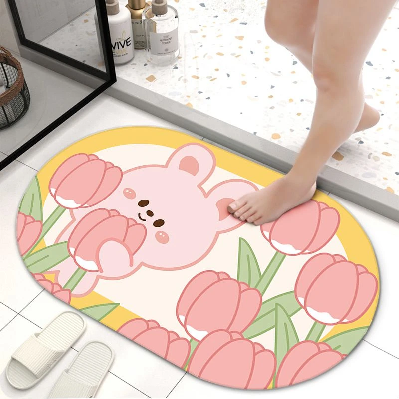 卡通浴室可裁剪硅藻泥软垫速干防滑垫厕所吸水地垫卫生间门口脚垫