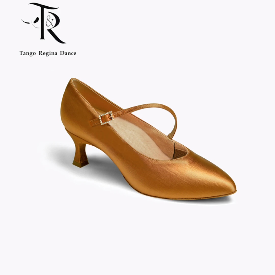 英国TangoRegina高端女士摩登舞鞋舞会表演比赛鞋金色有带