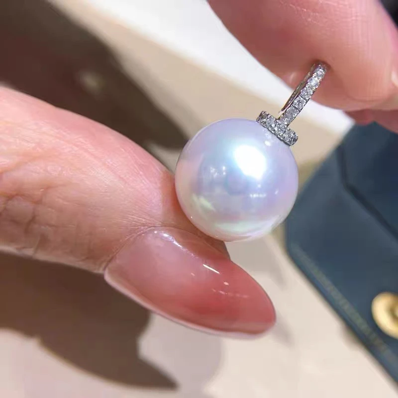 天然淡水珍珠吊坠万能扣奶嘴扣s925银强光正圆微瑕气质项链珠宝