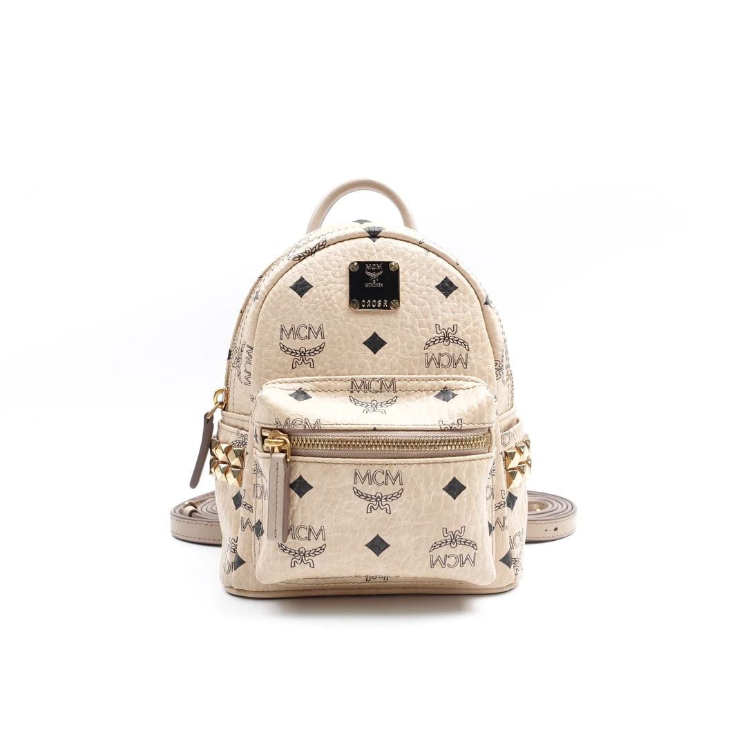 95新 MCM 米色超mini双肩包/WKJMWXN00222