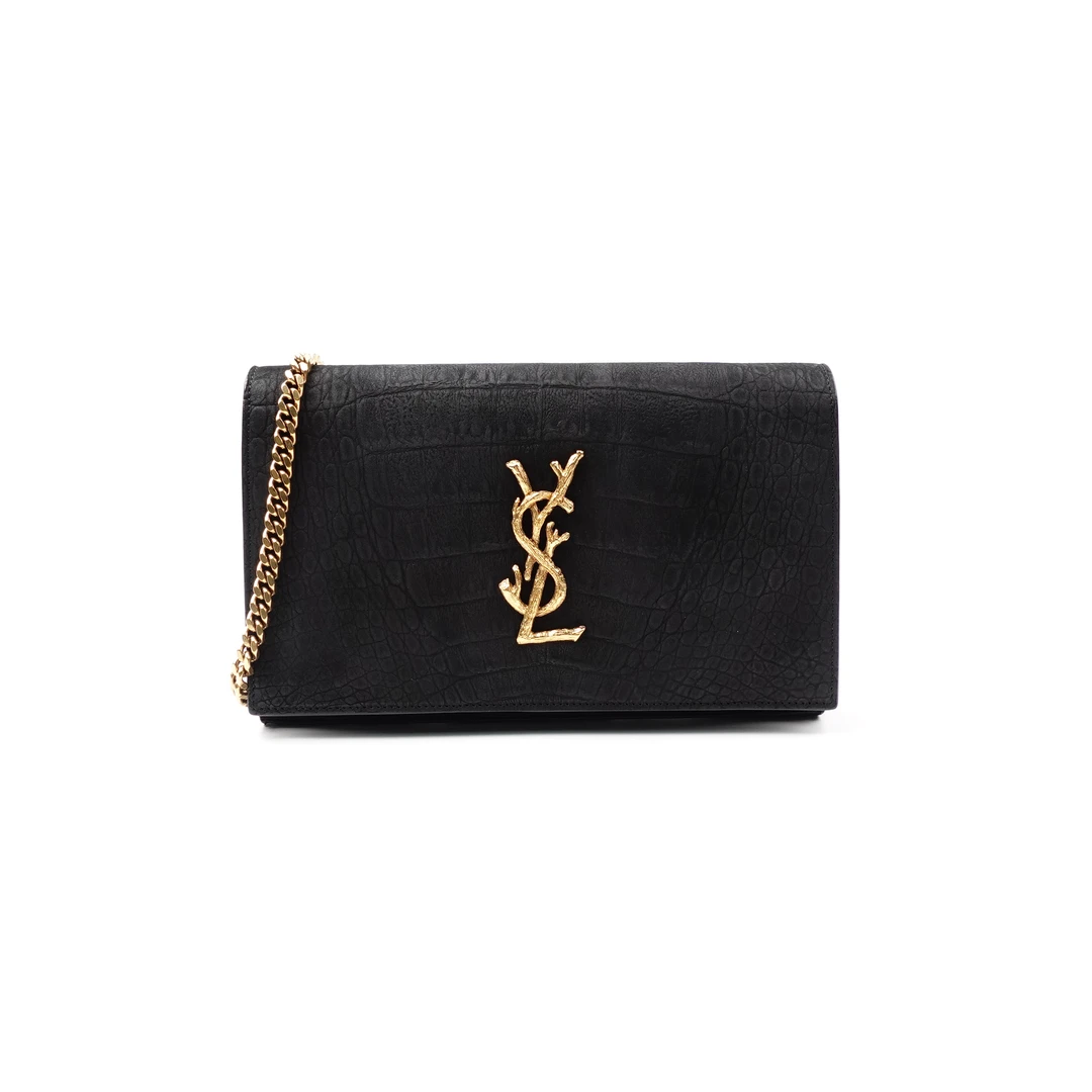 95新 YSL/圣罗兰 盛唐黑金色 单肩包/CLKJMHZD0002