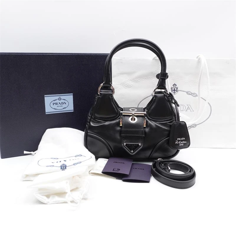 99新 Prada/普拉达 黑银三角标手提斜挎包/T_ZY0000253117