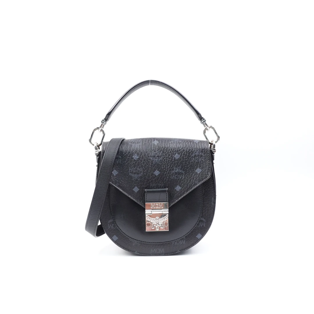 95新 MCM 黑色新款中号马鞍手提单肩包/CLKKP00266