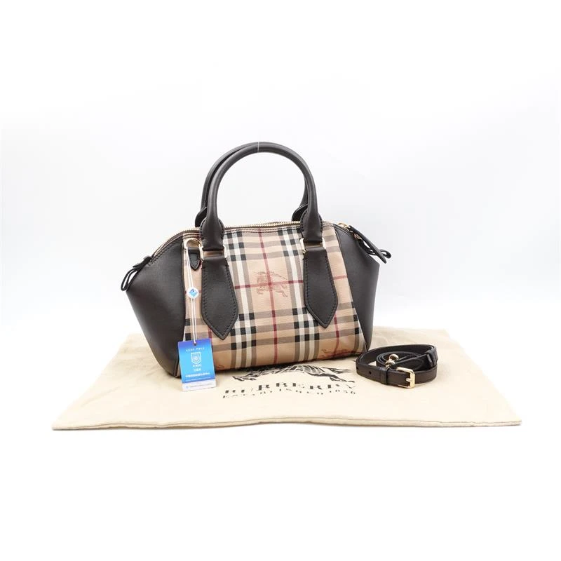 95新 BURBERRY/博柏利 战马格拼棕手提/T_ZY0000334539
