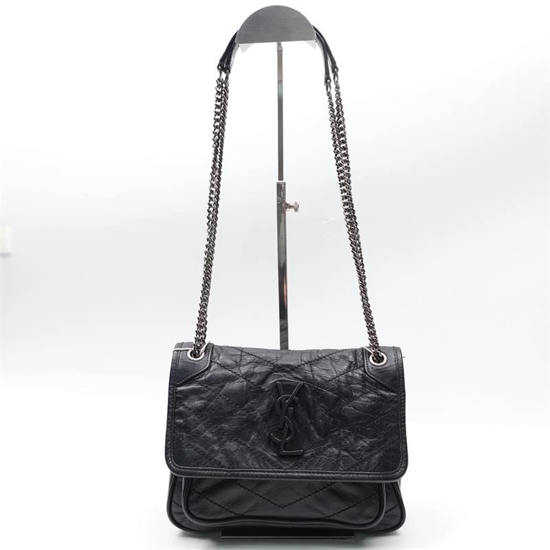 99新 YSL/圣罗兰 niki 黑色翻盖 单肩包/T_ZY0000319405