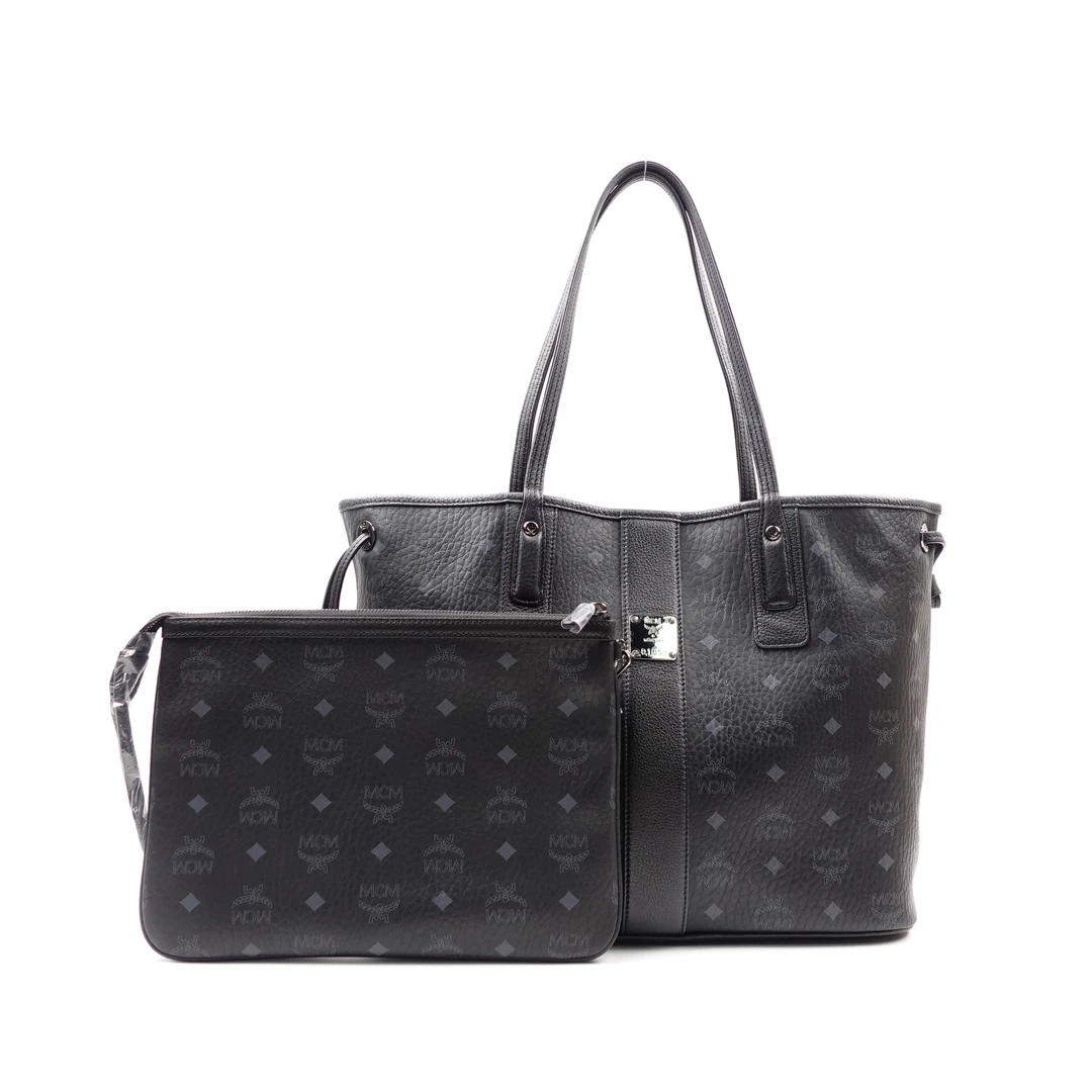 全新未使用 MCM MCM黑色中号子母托特包/通用链接