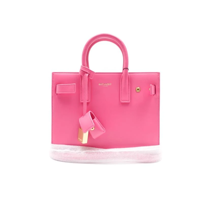 99新 YSL/圣罗兰 风琴包 小号 玫粉 单肩包/T_ZY0000373966
