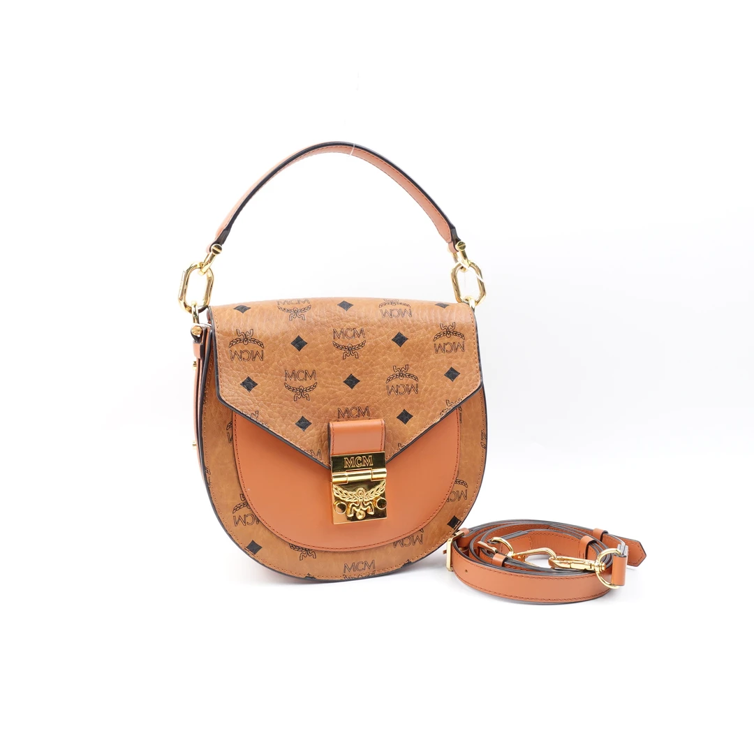 95新 MCM MCM 干邑色 新款中号马鞍 手提单肩包/WKJMWXN00033