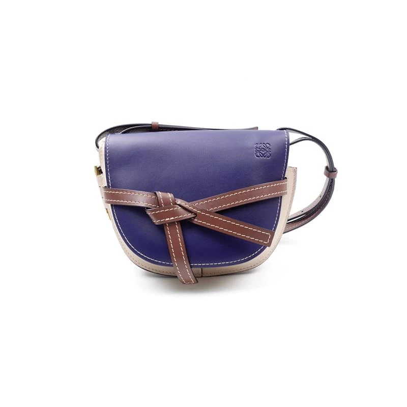 95新 LOEWE/罗意威 罗意威 Gate米白拼蓝单肩包T_ZY0000395937