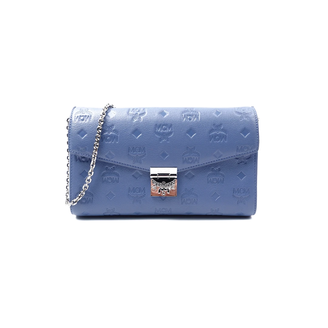 95新 MCM 蓝色中号信封链条包/WKJMWXN00479