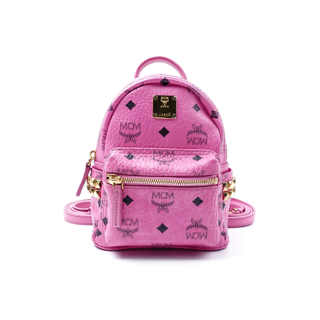 95新 MCM 玫粉色超mini双肩包/CLKJMJY00339