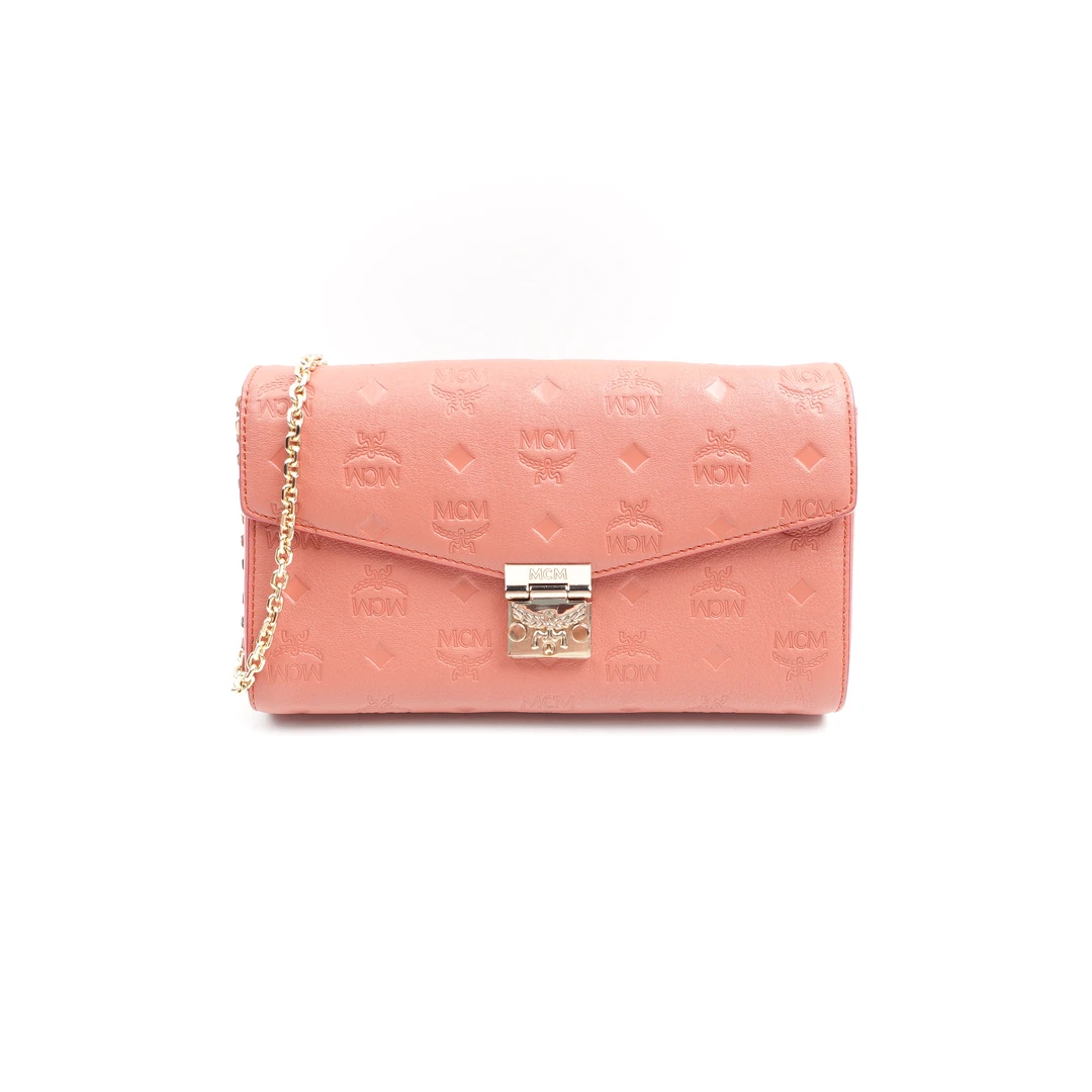 95新 MCM 西瓜粉中号链条包/WKJMWXN00357