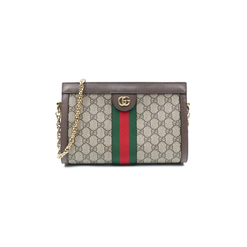 95新 GUCCI/古驰 Ophidia系列老花拼红绿条链条包T_ZY0000366528