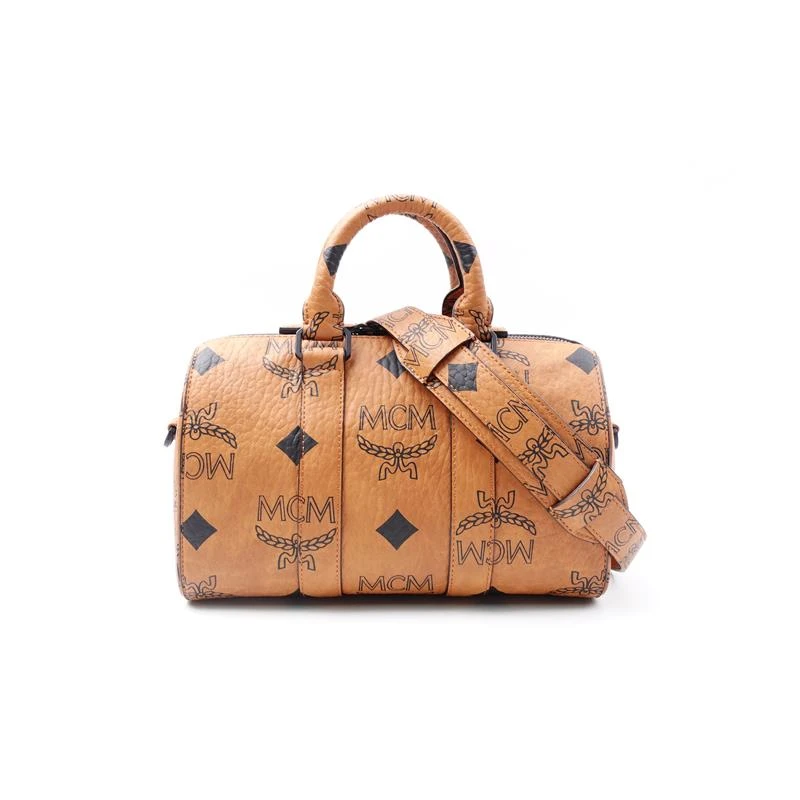 99新 MCM 干邑色小号波士顿手提单肩包/T_ZY0000391384