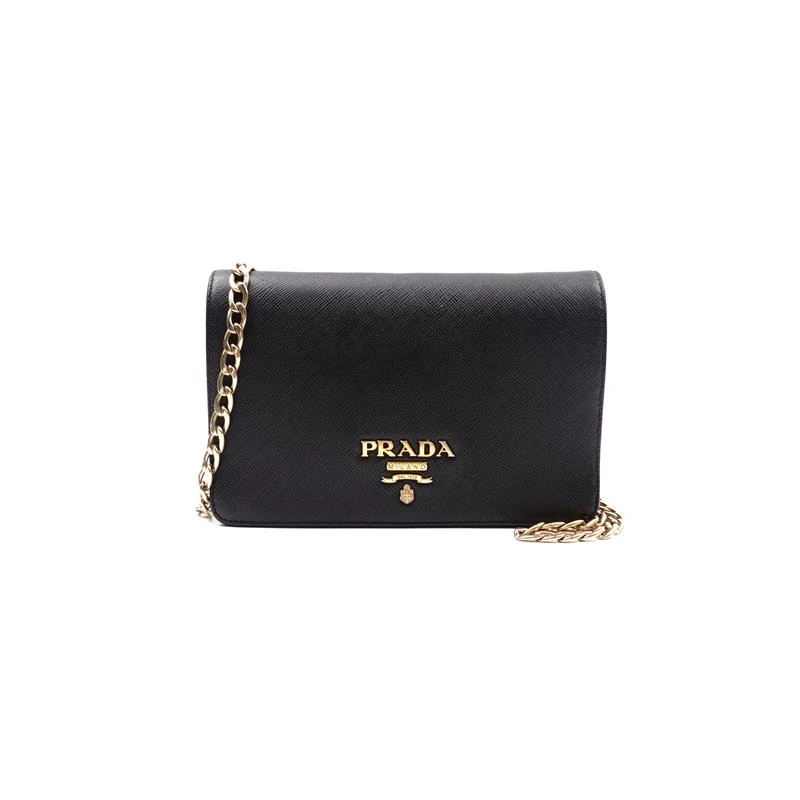95新 Prada/普拉达 普拉达黑金十字纹链条包T_ZY0000393340