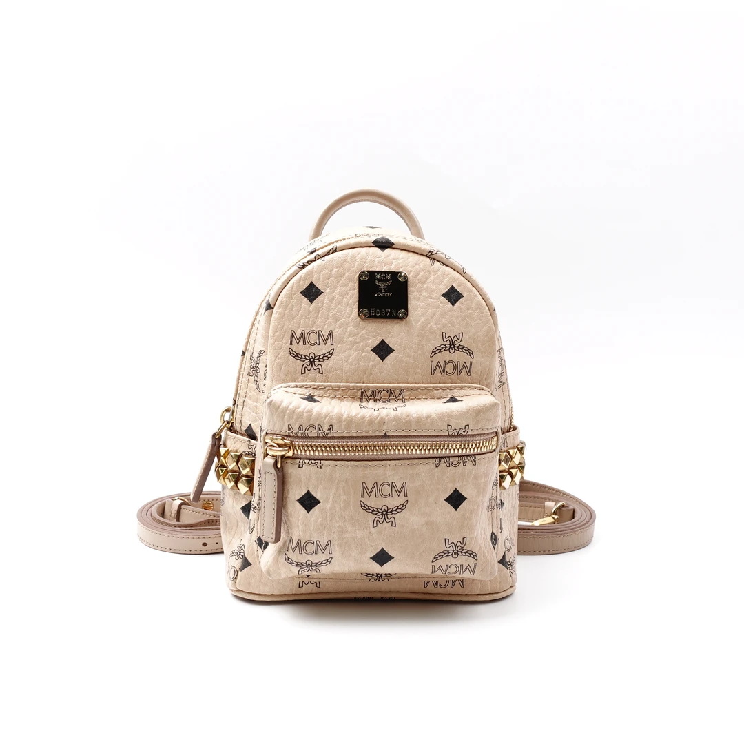 95新 MCM 米色超mini双肩包/WKJMWXN00451