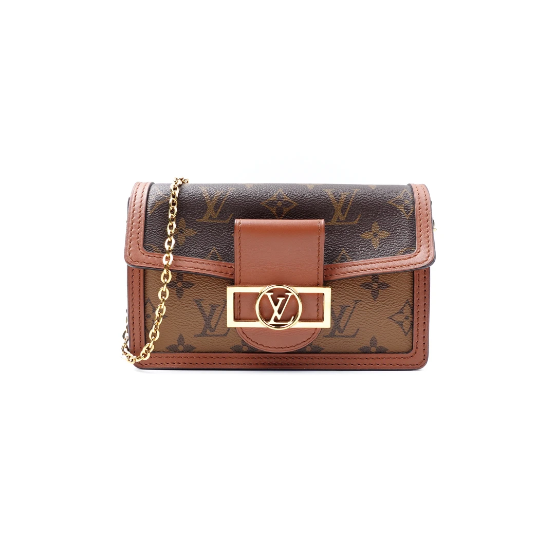 95新 LouisVuitton/路易威登 老花拼棕达芙妮链条包 LDBJMMK0002