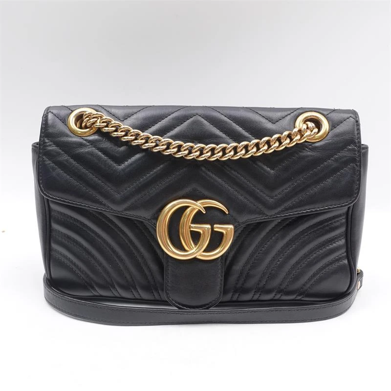 95新 GUCCI/古驰 马蒙26黑色单肩包/T_ZY0000340705
