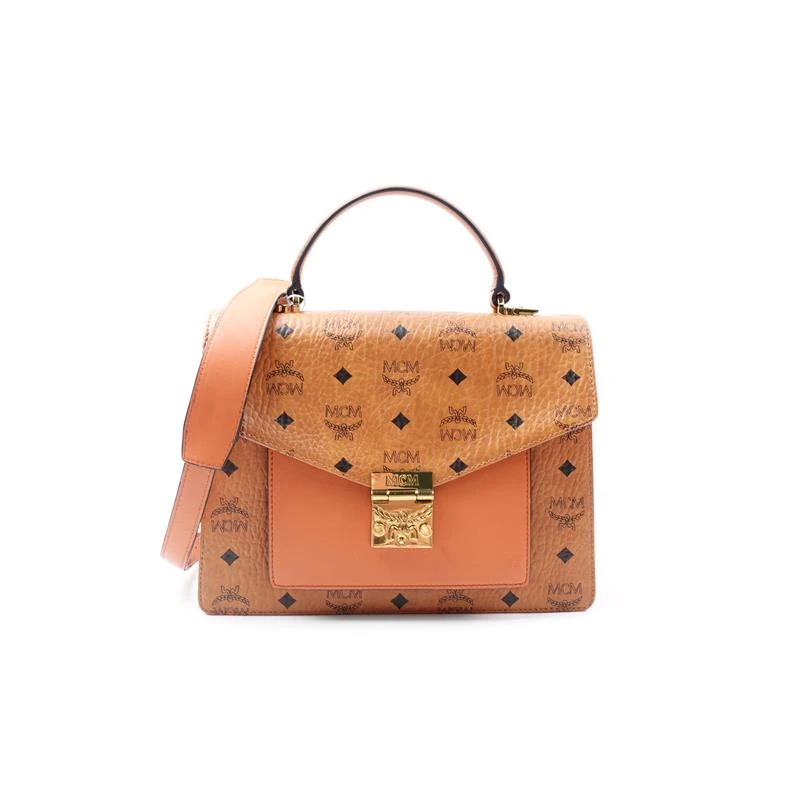 95新 MCM 干邑色中号手提邮差单肩包/T_ZY0000379237