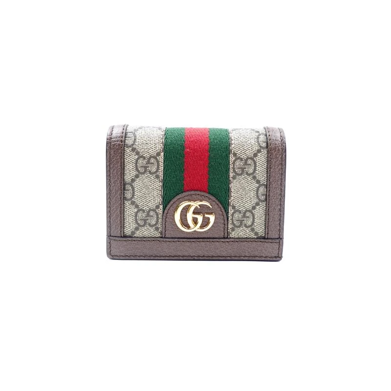 95新 GUCCI/古驰 老花拼红绿条双G短款钱包TT/H_ZY0000395329