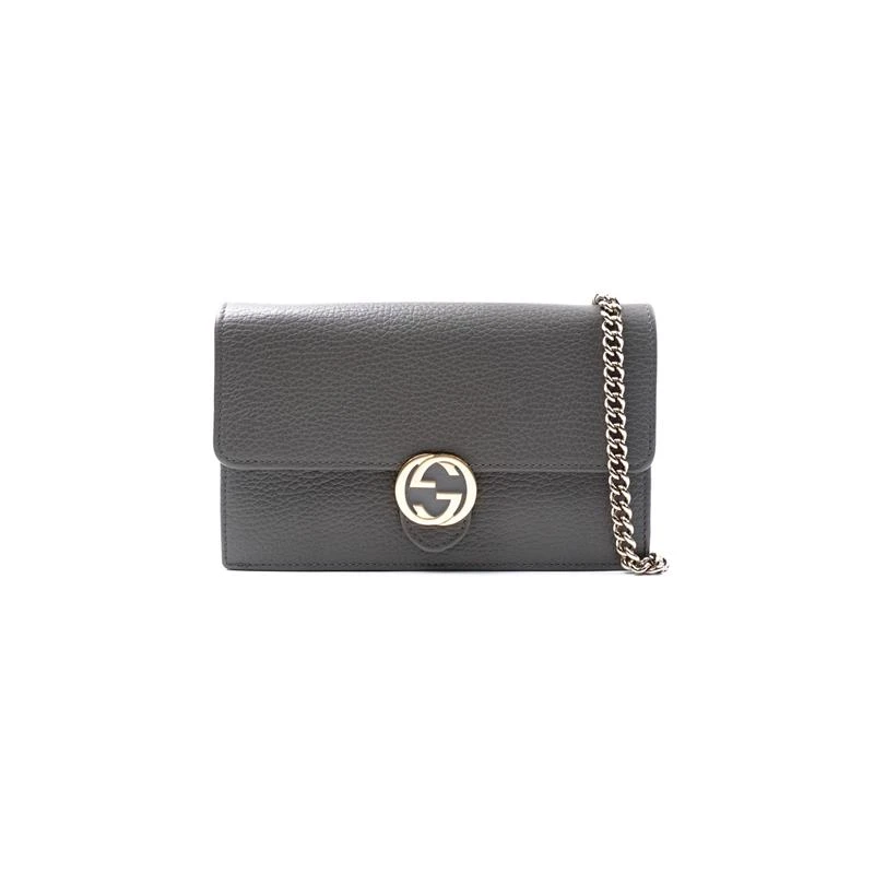 99新 GUCCI/古驰 古驰双G风琴WOC灰色链条包H_ZY0000390986