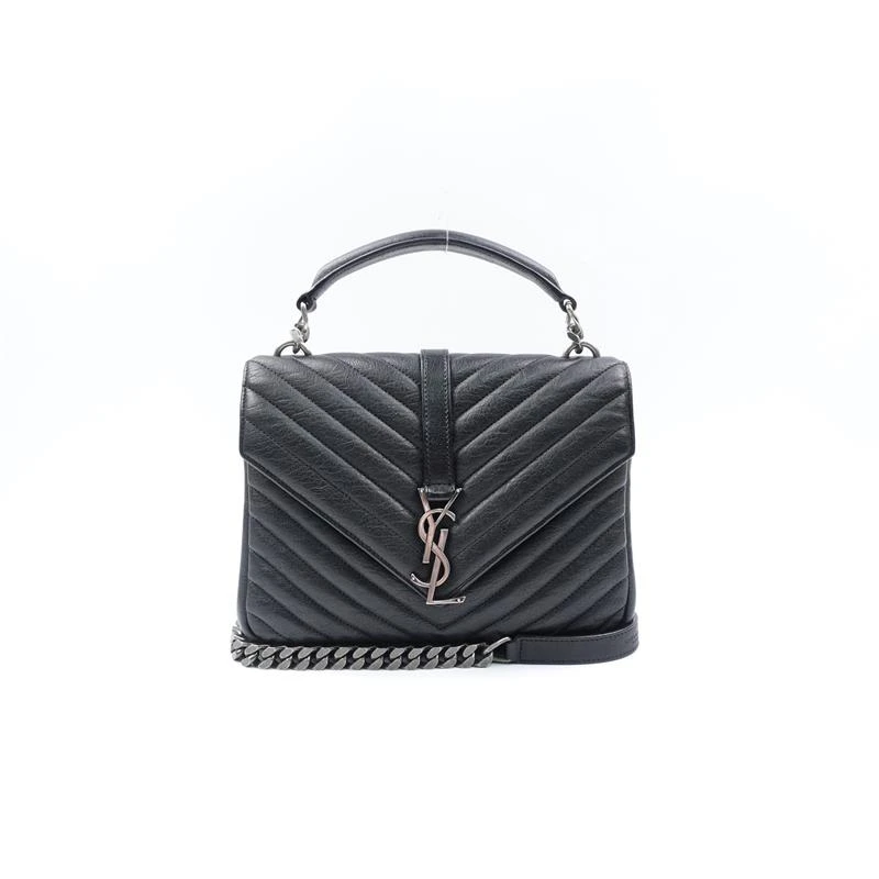 95新 YSL/圣罗兰 COLLEGE黑银手提单肩包/T_ZY0000366705