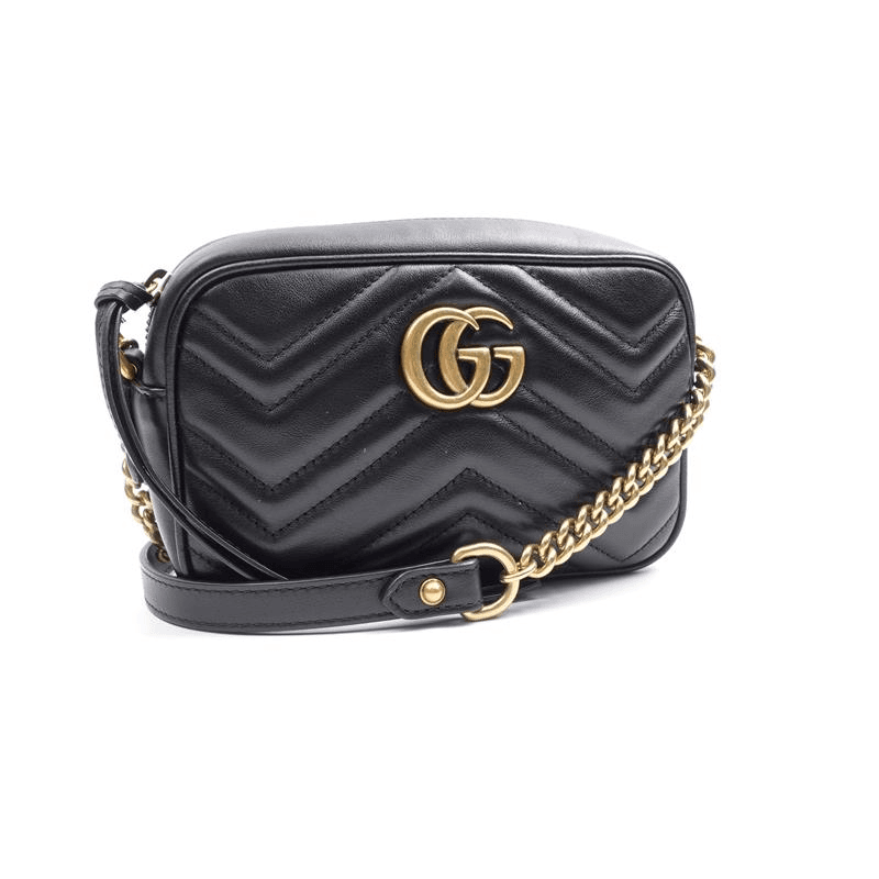 95新 GUCCI/古驰 Marmont黑色金扣 单肩包/H_ZY0000339501